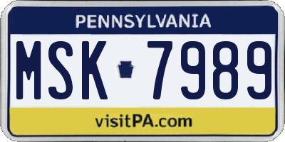 PA license plate MSK7989