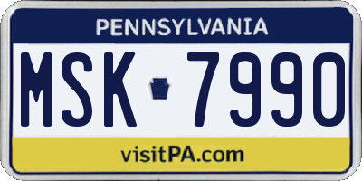 PA license plate MSK7990