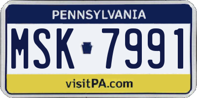 PA license plate MSK7991