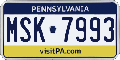 PA license plate MSK7993