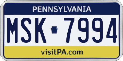 PA license plate MSK7994