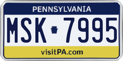PA license plate MSK7995