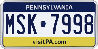 PA license plate MSK7998