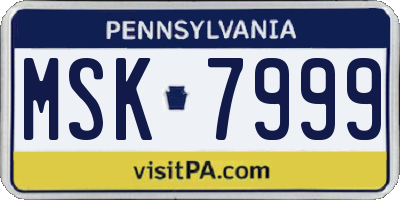 PA license plate MSK7999