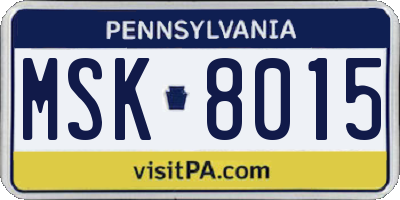 PA license plate MSK8015