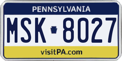 PA license plate MSK8027