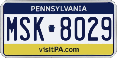 PA license plate MSK8029