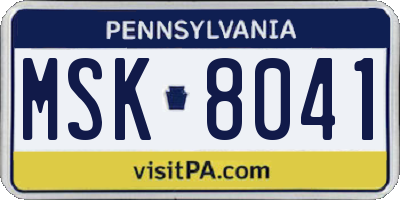 PA license plate MSK8041