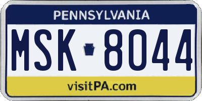 PA license plate MSK8044