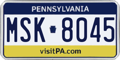 PA license plate MSK8045