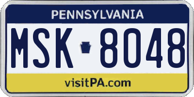 PA license plate MSK8048
