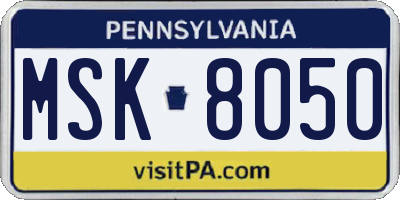 PA license plate MSK8050