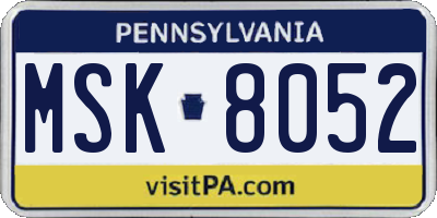 PA license plate MSK8052