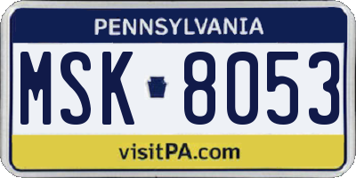 PA license plate MSK8053