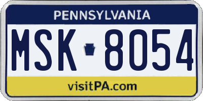 PA license plate MSK8054