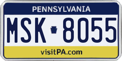 PA license plate MSK8055
