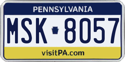 PA license plate MSK8057