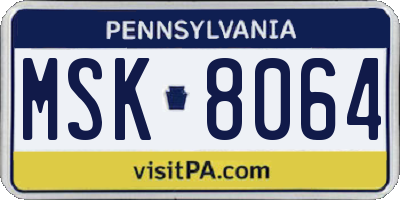 PA license plate MSK8064