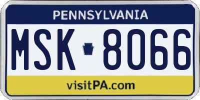 PA license plate MSK8066