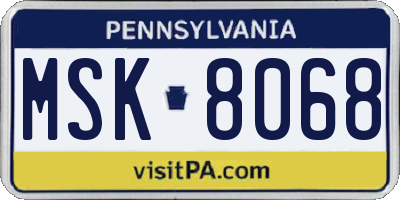 PA license plate MSK8068