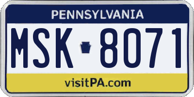 PA license plate MSK8071