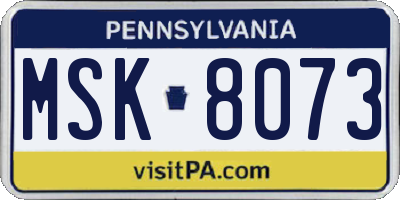 PA license plate MSK8073