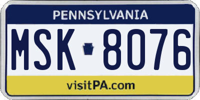 PA license plate MSK8076