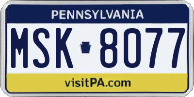 PA license plate MSK8077