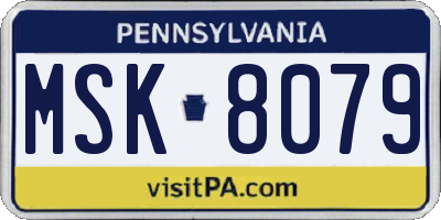 PA license plate MSK8079