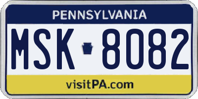 PA license plate MSK8082