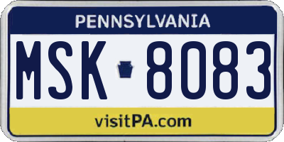 PA license plate MSK8083