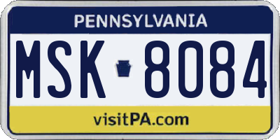 PA license plate MSK8084