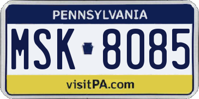 PA license plate MSK8085