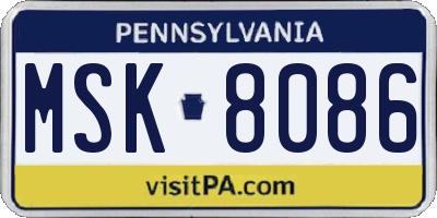 PA license plate MSK8086