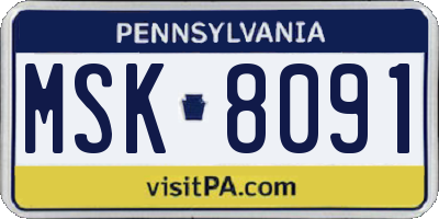 PA license plate MSK8091