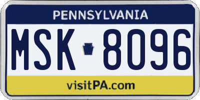 PA license plate MSK8096