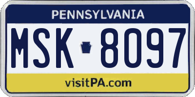 PA license plate MSK8097