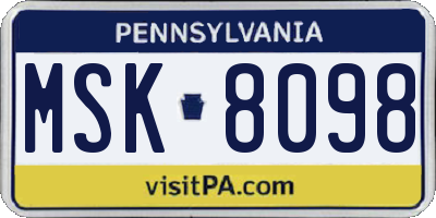 PA license plate MSK8098