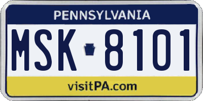 PA license plate MSK8101