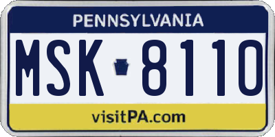 PA license plate MSK8110