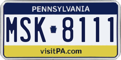 PA license plate MSK8111