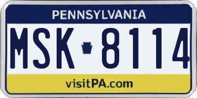 PA license plate MSK8114