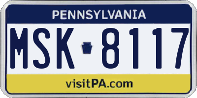 PA license plate MSK8117