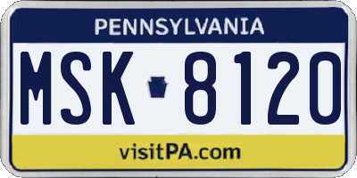 PA license plate MSK8120