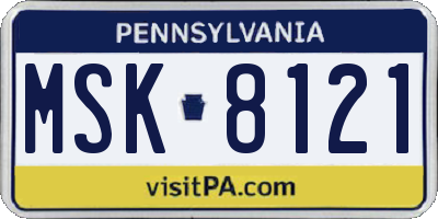PA license plate MSK8121