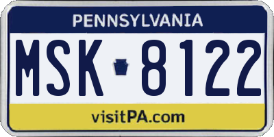 PA license plate MSK8122