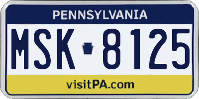 PA license plate MSK8125