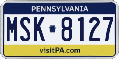 PA license plate MSK8127