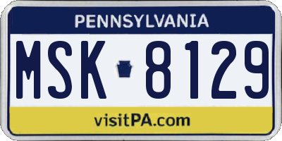 PA license plate MSK8129