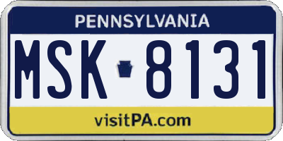 PA license plate MSK8131